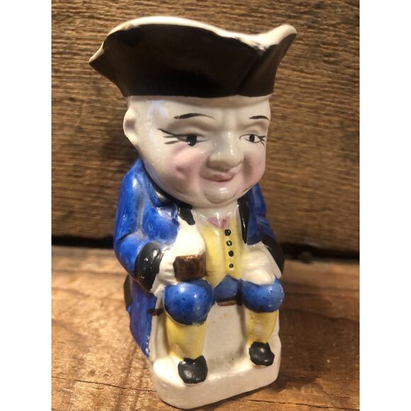 Cream Pitcher Mug 1950s Devonmoor Pottery Toby Patriot VTG FREE SHIPPING - Picture 1 of 10